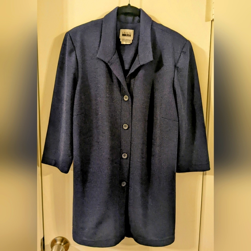 Leslie fay Vintage Size 14 Dark Blue Dress Blazer